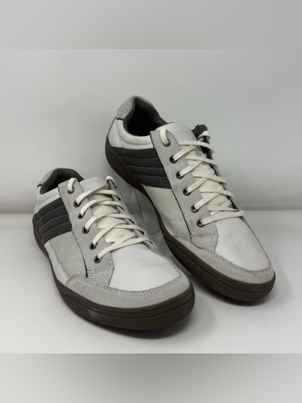 Skechers Talus White Leather Shoes Relaxed Step Sneakers Casual Men's 13